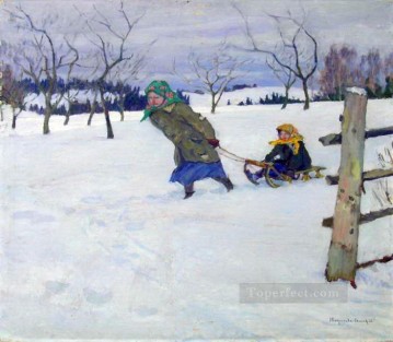 150の主題の芸術作品 Painting - 祖母ニコライ・ボグダノフを訪ねて ベルスキーの子供たち 印象派